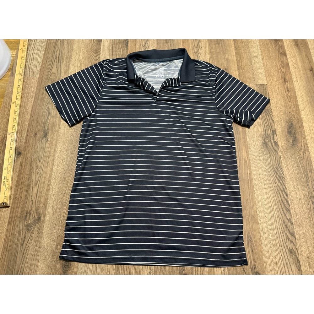 Essentials Shirt Men's Size Medium Black White Striped Polo Shirt Short Sleeve